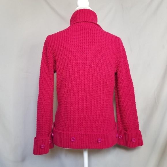 Rena Lange wool & cashmere red knit turtleneck sweater sz Medium - Picture 2 of 6
